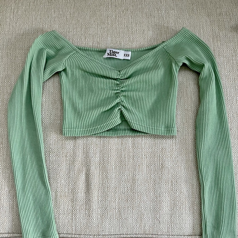 Cropped off the shoulder form fitting top